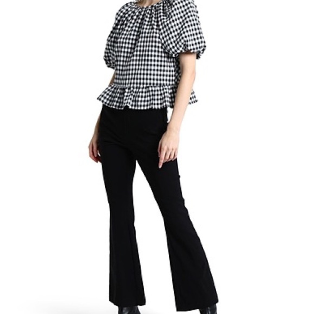 TopShop gingham backless puff sleeve top NWT - Picture 2 of 8